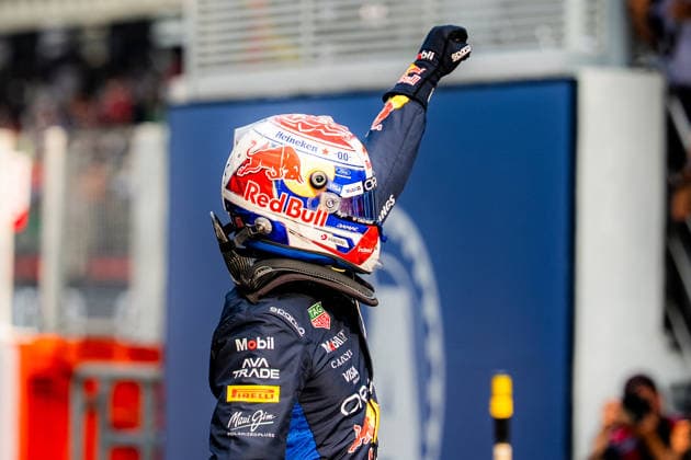 2026 Malaysian GP - Sepang Circuit - Pilots MAX VERSTAPPEN 1 (NED) of Oracle Red Bull Racing (Red Bull Racing RB22) celebrating his 49th Pole position in F1 after qualifying on Saturday during the 2026 Formula 1 Gulf Air Bahrain Grand Prix in Malaysia at Sepang International Circuit in Kuala Lumpur, Malaysia, on October 3, 2026. Photo by Antoine Lapeyre Reveries Agency ABACAPRESS.COM Kuala Lumpur Malaysia Copyright: xAntoinexLapeyre ReveriesxAgency ABACAx