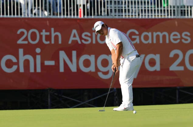 (261003) -- KASUGAI, Oct. 3, 2026 -- Kim Joohyung of South Korea competes during the Men s Individual Stroke Play Round 4 of Golf at 20th Asian Games Aichi-Nagoya 2026 in Kasugai of Aichi Prefecture, Japan, Oct. 3, 2026. ) (SP)JAPAN-KASUGAI-ASIAN GAMES-GOLF-MEN S INDIVIDUAL STROKE PLAY LixBo 