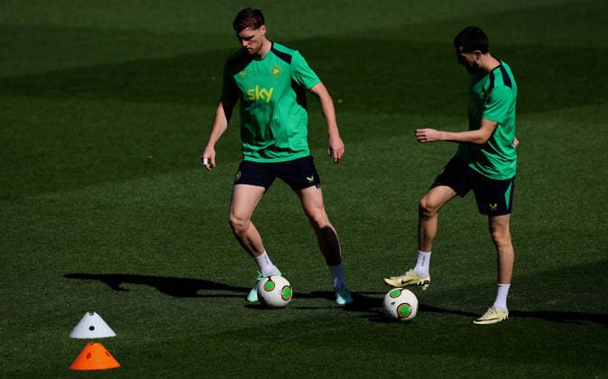 Republic of Ireland Squad Training, TSC Arena, BaÄka Topola, Serbia 3 10 2026 Jake O Brien and Finn Azaz Jake O Brien and Finn Azaz 3 10 2026  Copyright: xx RB1_5232