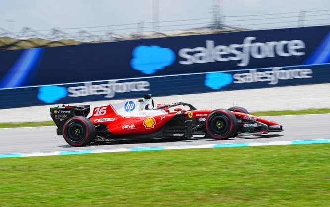 October 3, 2026, Sepang, Selangor, Malaysia: Scuderia Ferrari HP driver Charles Leclerc (16) drives during a free practice session for the Formula 1 Gulf Air Bahrain Grand Prix in Malaysia at the PETRONAS Sepang International Circuit, in Sepang, Selangor, Malaysia Sepang Malaysia - ZUMAk197 20261003_zsp_k197_010 Copyright: xRanjithxKumarx