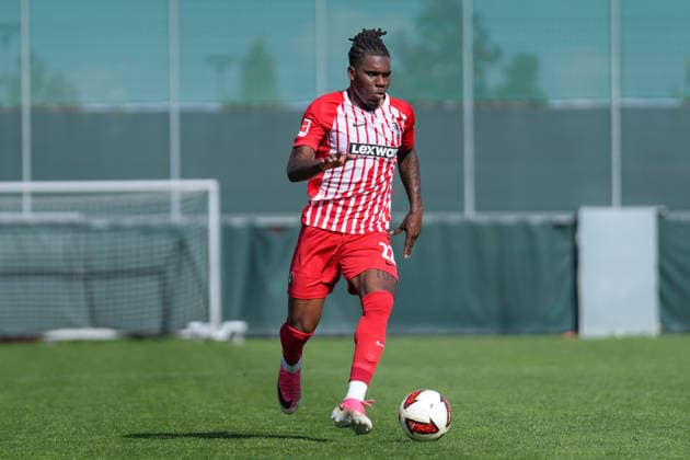 Cyriaque Irie, SC Freiburg, 22 on the ball, Germany, soccer, friendly match, SC Freiburg vs. FC Lucerne, October 3, 2026, Europa-Park Stadium, training field, Freiburg, Europa-Park Stadium, training field, Baden-Württemberg, Germany Copyright: xArnexAmbergx