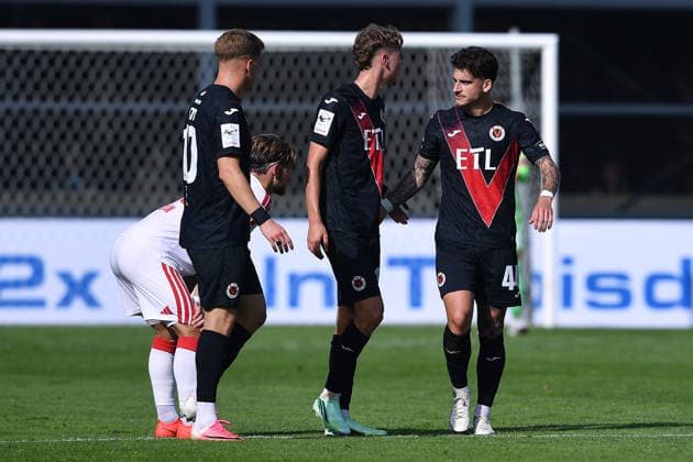 Soccer friendly match: FC Viktoria Köln vs. 1. FC Köln on October 3, 2026, at Sportpark Höhenberg in Cologne. Celebrations after Niklas Castelle s goal to make it 2–1 for Cologne. xRx