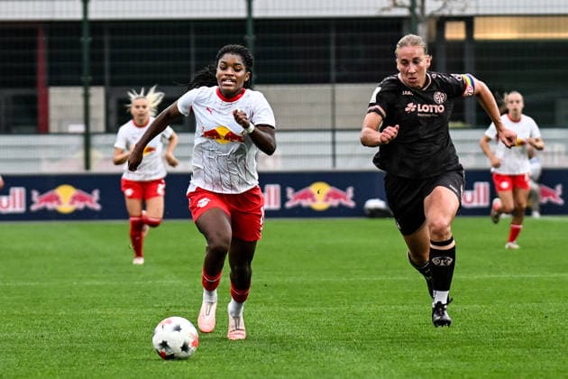 Soccer I Women s I 2026–2027 Season I Bundesliga I Matchday 6 I RB Leipzig 1 FSV Mainz 05 I October 3, 2026 Delice Boboy 17, Rasenballsport Leipzig, Johanna Maria Berg 9, 1 FSV Mainz 05 RB Leipzig Training Center, Cottaweg 7, Saxony, Germany Copyright: xLobeca InesxHähnelx