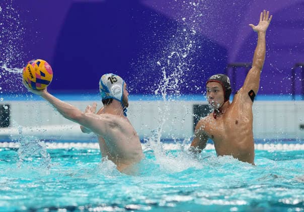 (261003) -- NAGOYA, Oct. 3, 2026 -- Yegor Beloussov (L) of Kazakhstan competes during the men s Water polo, Wasserball final match between Kazakhstan and Japan at the 20th Asian Games Aichi-Nagoya 2026 in Nagoya, Japan, Oct. 3, 2026. ) (SP)JAPAN-NAGOYA-ASIAN GAMES-WATER POLO-FINAL MATCH-KAZ VS JPN CenxYunpeng 