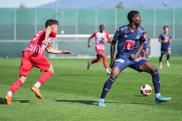 Friendly Match: SC Freiburg vs. FC Luzern, October 3, 2026. Leon Catak (SC Freiburg, No. 53) battles for the ball with Joel Matuanana (FC Luzern, No. 51). Friendly Match: SC Freiburg vs. FC Luzern, Europa-Park Stadium, October 3, 2026 DFB and DFL regulations prohibit any use of photographs as image sequences and or quasi-video. Copyright: xBEAUTIFULxSPORTS Boscox