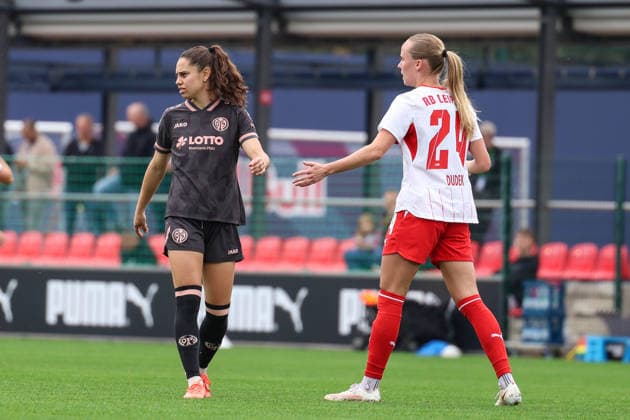 Germany Soccer Google Pixel Women s Bundesliga 2026 2027, Matchday 6: RB Leipzig vs. FSV Mainz 05, RB Leipzig Training Center, Leipzig: Vital Zina Kats (1), FSV Mainz 05 Women, 30, and Nikoline Dudek, RB Leipzig Women, 24 Copyright: xLucasxWalterx