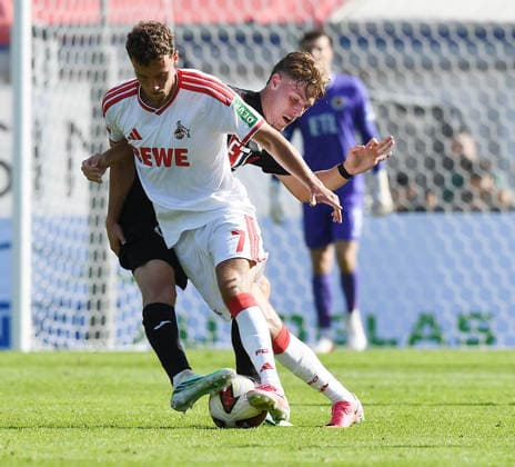 October 3, 2026, xophax, Soccer, Bundesliga 1, 1. FC Köln, International Break, Friendly Match: Viktoria Köln vs. 1. FC Köln, Luca Waldschmidt (left, 1. FC Köln) and Niklas Swider (back, Viktoria Köln), Cologne