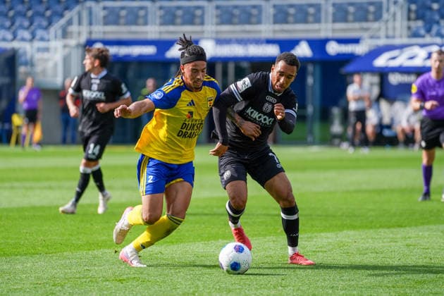 Dutch Soccer, International Friendly, International Break, 3rd Division, Eredivisie, 2026–2027 Season, Kooi Stadium, Leeuwarden, Netherlands, Saturday, October 3, 2026, SC Cambuur Leeuwarden vs. SV Meppen: David Bouah (SC Cambuur Leeuwarden, 2) and Oliver Schmitt (SV Meppen, 7) Copyright: xMichelxWittex