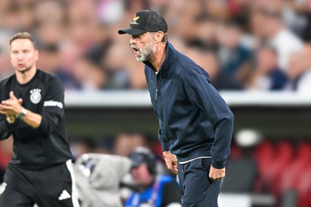 Jürgen Klopp, Germany Coach, Facial Expressions, Strong Facial Expression, Emotion, October 1, 2026 ¢ Soccer ¢ Nations League ¢ Germany vs. Serbia, Allianz Arena, Munich, Bavaria, Germany Copyright: xpepphotox xHorstxMauelshagenx pep00321, pep_20261001_hm