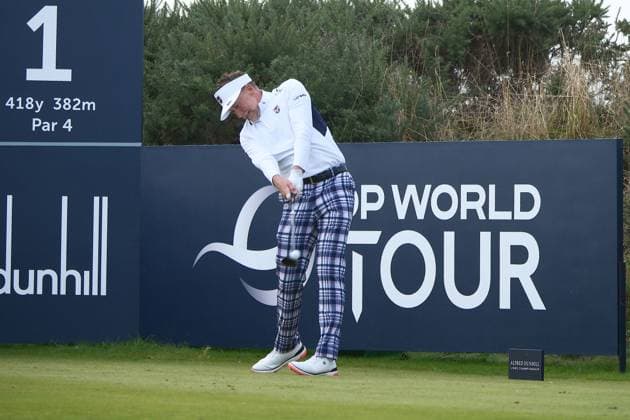 UK: The Alfred Dunhill Links Championship at Kingsbarns, St Andrews, Scotland on 03 October 2026: Pictured: Ian Poulter (ENG) on the 1st tee at Kingsbarns during the third round of the Alfred Dunhill Links Championship 2026 St Andrews Kingsbarns Scotland Scotland Copyright: xAlexxToddx