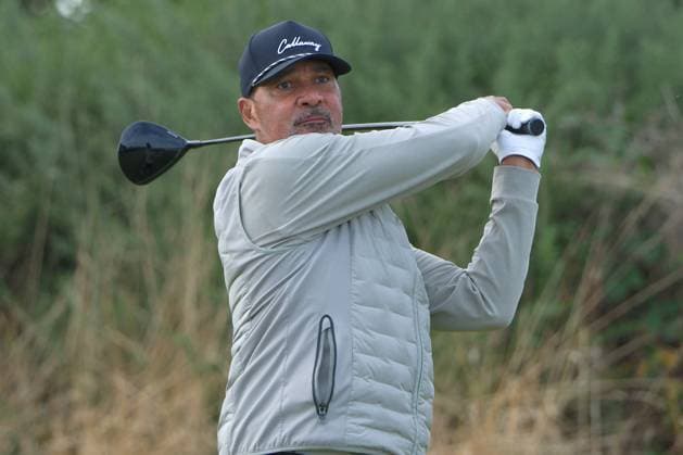 UK: The Alfred Dunhill Links Championship at Kingsbarns, St Andrews, Scotland on 03 October 2026: Pictured: Former footballer Ruud Gullit on the 1st tee at Kingsbarns during the third round of the Alfred Dunhill Links Championship 2026 St Andrews Kingsbarns Scotland Scotland Copyright: xAlexxToddx