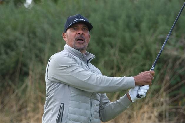 UK: The Alfred Dunhill Links Championship at Kingsbarns, St Andrews, Scotland on 03 October 2026: Pictured: Former footballer Ruud Gullit on the 1st tee at Kingsbarns during the third round of the Alfred Dunhill Links Championship 2026 St Andrews Kingsbarns Scotland Scotland Copyright: xAlexxToddx