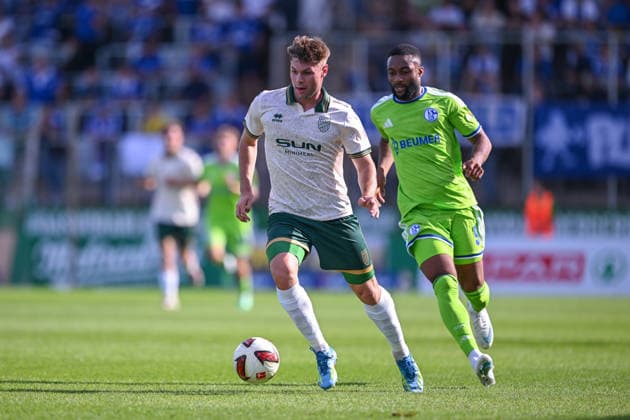 October 3, 2026, Soccer, 2026–2027 Season, Friendly Match, SC Austria Lustenau vs. FC Schalke 04, Niklas Pertlwieser (SC Austria Lustenau), Moussa Sylla (FC Schalke 04) xRHR PHOTO YYx Copyright: KROEGER RHR-FOTOx RHR-FOTO YY