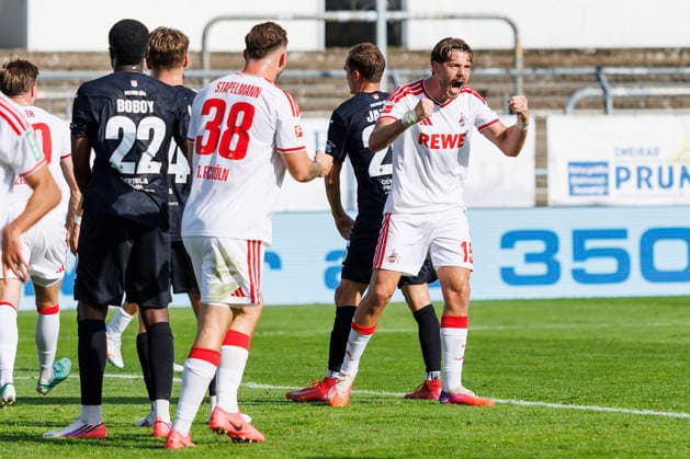 KOELN, GERMANY - OCTOBER 3, 2026: Imad Rondic (1. FC Köln, 15) celebrating his goal during the friendly match between FC Viktoria Köln vs. 1. FC Köln at the Sportpark Hoehenberg on October 3, 2026 in Koeln, Germany. DFL REGULATIONS PROHIBIT ANY USE OF PHOTOGRAPHS AS IMAGE SEQUENCES AND OR QUASI-VIDEO. Nordrhein-Westfalen Germany Copyright: xLeahxKohringx