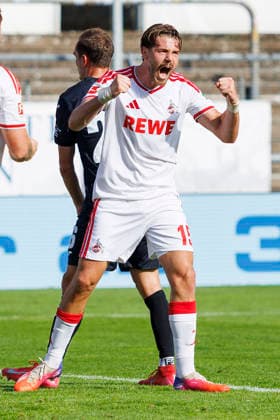 KOELN, GERMANY - OCTOBER 3, 2026: Imad Rondic (1. FC Köln, 15) celebrating his goal during the friendly match between FC Viktoria Köln vs. 1. FC Köln at the Sportpark Hoehenberg on October 3, 2026 in Koeln, Germany. DFL REGULATIONS PROHIBIT ANY USE OF PHOTOGRAPHS AS IMAGE SEQUENCES AND OR QUASI-VIDEO. Nordrhein-Westfalen Germany Copyright: xLeahxKohringx