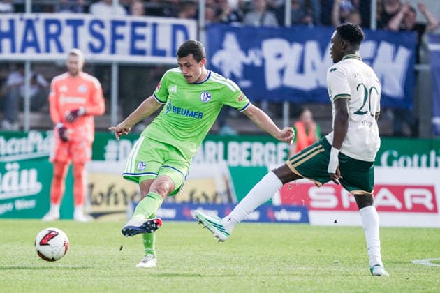 Soccer Austria Friendly Match 2025 2026 03 10 2026 SC Austria Lustenau vs. FC Schalke 04 SUN MINIMEAL Arena Lustenau, Austria Ron Schallenberg Schalke 04, Lord Afrifa Austria Lustenau Copyright: xLUKAxKOLANOVICx