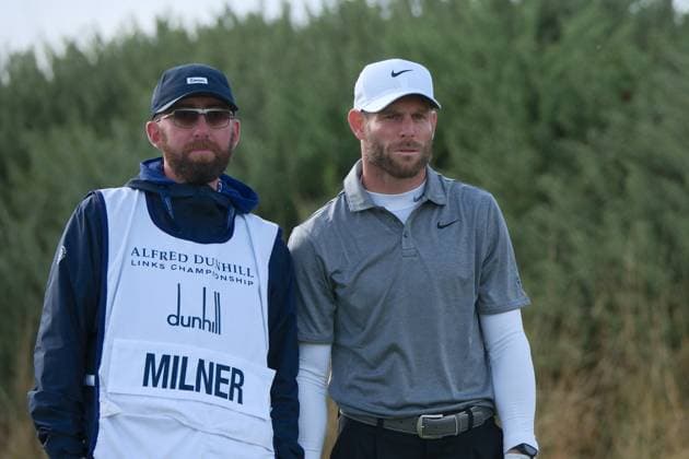 UK: The Alfred Dunhill Links Championship at Kingsbarns, St Andrews, Scotland on 03 October 2026: Pictured: Former footballer James Milner on the 1st tee at Kingsbarns during the third round of the Alfred Dunhill Links Championship 2026 St Andrews Kingsbarns Scotland Scotland Copyright: xAlexxToddx