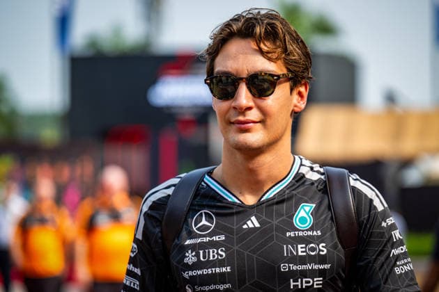Formula 1 Gulf Air Bahrain Grand Prix in Malaysia George Russell of Mercedes-AMG PETRONAS F1 Team is seen during the Saturday practice sessions of the Formula 1 Gulf Air Bahrain Grand Prix in Malaysia 2026 at Sepang International Circuit in Sepang, Malaysia on October 4, 2026. Round 16 of 23 of the 2026 FIA Formula One World Championship, WM, Weltmeisterschaft relocated from Bahrain to Malaysia, is held at Sepang International Circuit. Photo by Srinivasa Krishnan Avens-Images.com ABACAPRESS.COM Sepang Selangor Malaysia  Copyright: xDexMarcoxAlessio ABACAx