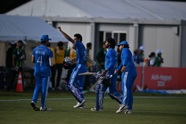 Asian Games 2026 Aichi-Nagoya, Japan Indian Men™s Cricket Team celebrating the victory over Pakistan in the Gold Medal Match held at Asian Games, Nagoya. Silver Pakistan and Srilanka Bronze. Aichi, Nagoya Japan Copyright: xSeshadrixSukumarx