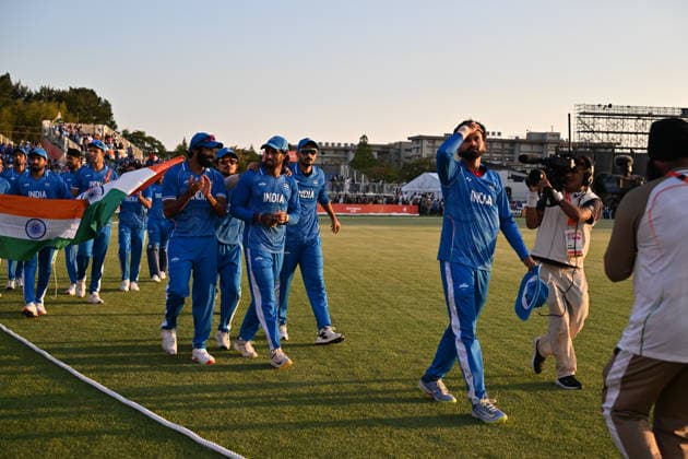 Asian Games 2026 Aichi-Nagoya, Japan Indian Men™s Cricket Team celebrating the victory over Pakistan in the Gold Medal Match held at Asian Games, Nagoya. Silver Pakistan and Srilanka Bronze. Aichi, Nagoya Japan Copyright: xSeshadrixSukumarx