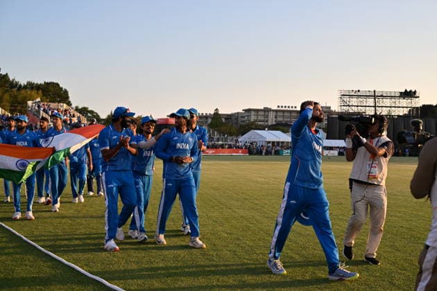 Asian Games 2026 Aichi-Nagoya, Japan Indian Men™s Cricket Team celebrating the victory over Pakistan in the Gold Medal Match held at Asian Games, Nagoya. Silver Pakistan and Srilanka Bronze. Aichi, Nagoya Japan Copyright: xSeshadrixSukumarx