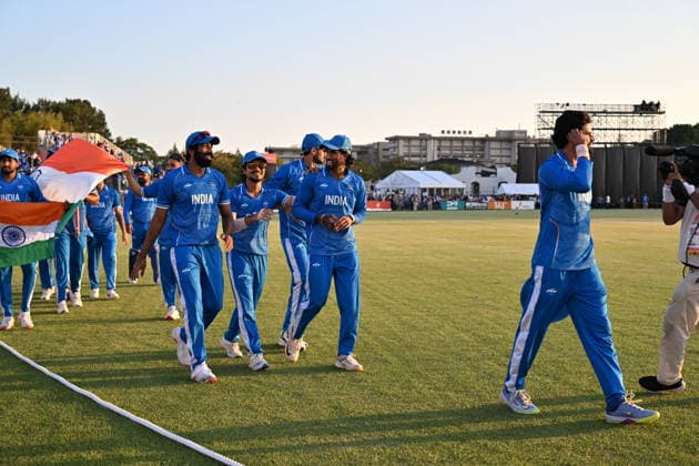 Asian Games 2026 Aichi-Nagoya, Japan Indian Men™s Cricket Team celebrating the victory over Pakistan in the Gold Medal Match held at Asian Games, Nagoya. Silver Pakistan and Srilanka Bronze. Aichi, Nagoya Japan Copyright: xSeshadrixSukumarx