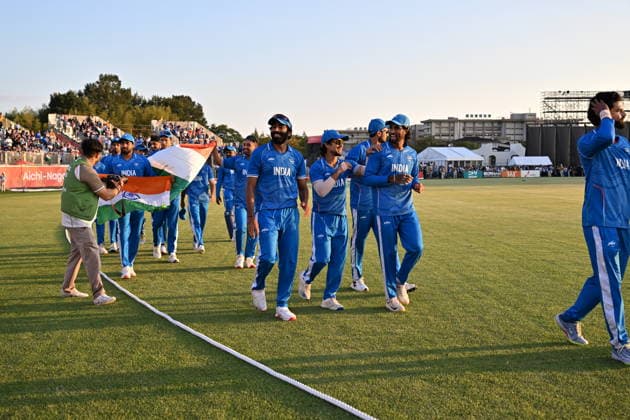 Asian Games 2026 Aichi-Nagoya, Japan Indian Men™s Cricket Team celebrating the victory over Pakistan in the Gold Medal Match held at Asian Games, Nagoya. Silver Pakistan and Srilanka Bronze. Aichi, Nagoya Japan Copyright: xSeshadrixSukumarx