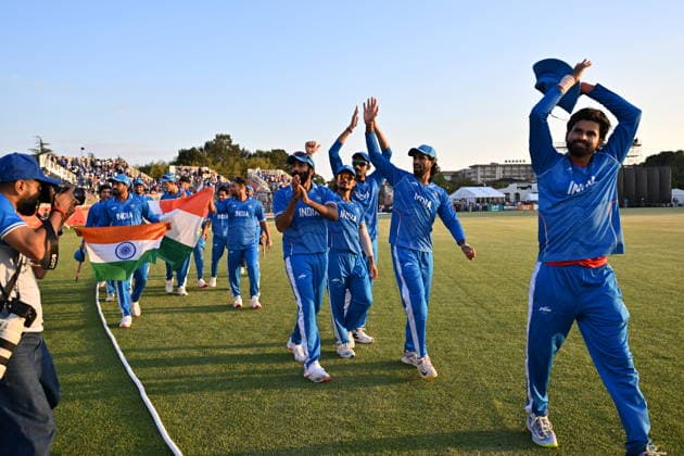 Asian Games 2026 Aichi-Nagoya, Japan Indian Men™s Cricket Team celebrating the victory over Pakistan in the Gold Medal Match held at Asian Games, Nagoya. Silver Pakistan and Srilanka Bronze. Aichi, Nagoya Japan Copyright: xSeshadrixSukumarx