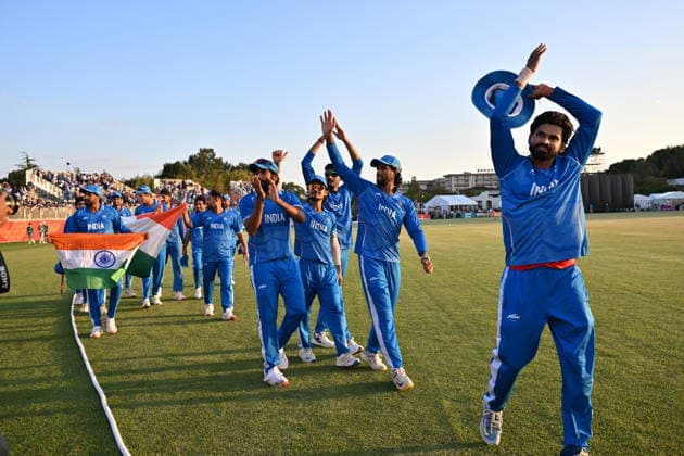 Asian Games 2026 Aichi-Nagoya, Japan Indian Men™s Cricket Team celebrating the victory over Pakistan in the Gold Medal Match held at Asian Games, Nagoya. Silver Pakistan and Srilanka Bronze. Aichi, Nagoya Japan Copyright: xSeshadrixSukumarx
