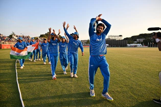 Asian Games 2026 Aichi-Nagoya, Japan Indian Men™s Cricket Team celebrating the victory over Pakistan in the Gold Medal Match held at Asian Games, Nagoya. Silver Pakistan and Srilanka Bronze. Aichi, Nagoya Japan Copyright: xSeshadrixSukumarx
