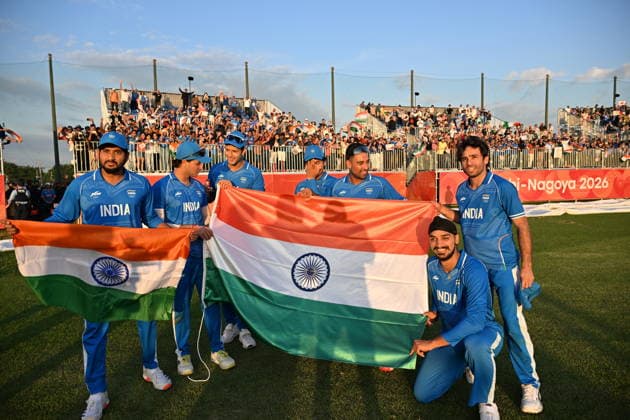 Asian Games 2026 Aichi-Nagoya, Japan Indian Men™s Cricket Team celebrating the victory over Pakistan in the Gold Medal Match held at Asian Games, Nagoya. Silver Pakistan and Srilanka Bronze. Aichi, Nagoya Japan Copyright: xSeshadrixSukumarx