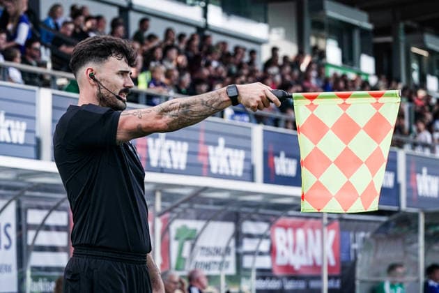 Soccer Austria Friendly Match 2025 2026 03 10 2026 SC Austria Lustenau vs. FC Schalke 04 SUN MINIMEAL Arena Lustenau, Austria Linesman Nicolas Brunner Copyright: xLUKAxKOLANOVICx