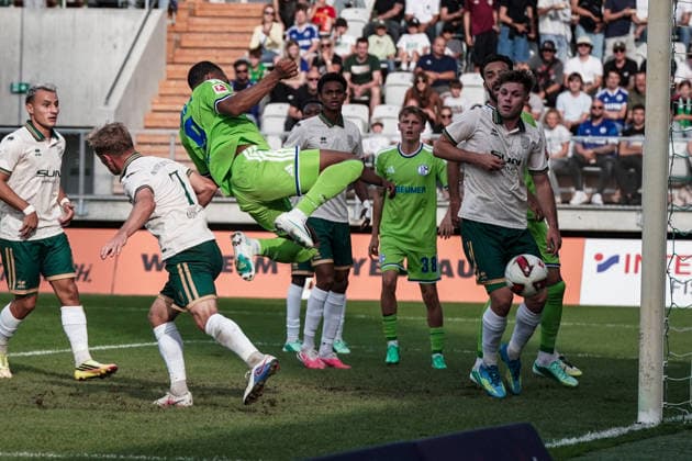 Soccer Austria Friendly Match 2025 2026 03 10 2026 SC Austria Lustenau vs. FC Schalke 04 SUN MINIMEAL Arena Lustenau, Austria Moussa Sylla of Schalke 04 scores the goal to make it 0–1 Copyright: xLUKAxKOLANOVICx