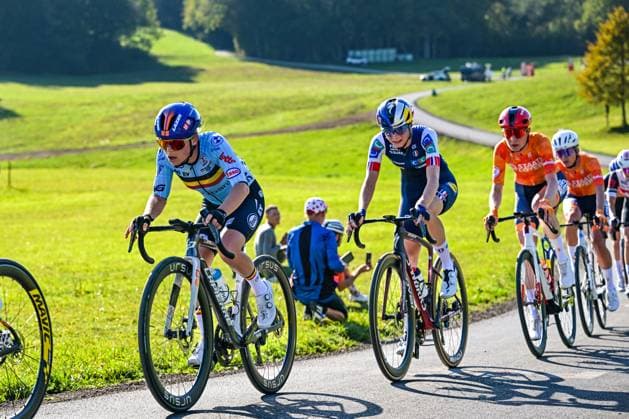 Belgium s Audrey De Keersmaeker is pictured in action during the elite women Road Race race (130 km) at the cycling UEC Road European Championships, in Ljubljana, Slovenia Saturday 3 October 2026. The UEC Road European Championships are taking place from 02 to 07 October in Ljubljana, Slovenia. DAVIDxPINTENS  x188619777x