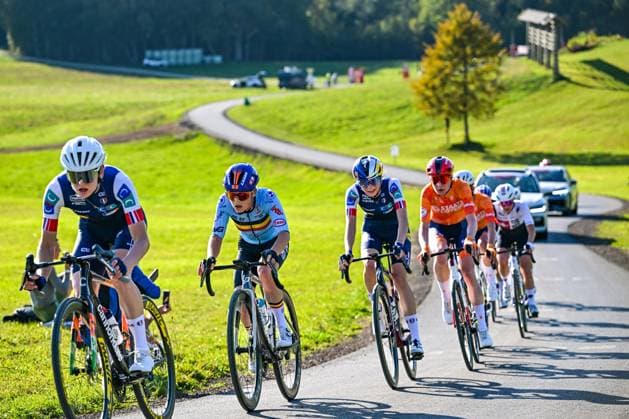 Belgium s Audrey De Keersmaeker is pictured in action during the elite women Road Race race (130 km) at the cycling UEC Road European Championships, in Ljubljana, Slovenia Saturday 3 October 2026. The UEC Road European Championships are taking place from 02 to 07 October in Ljubljana, Slovenia. DAVIDxPINTENS  x188619772x