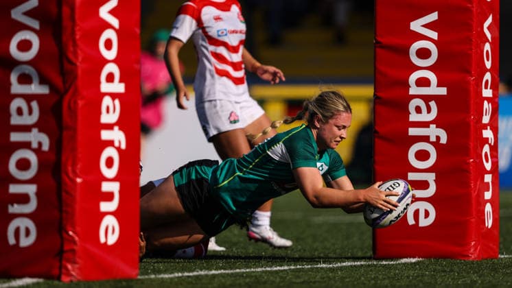 Women s International Test Match, Virgin Media Park, Cork 3 10 2026 Ireland vs Japan Ireland s Alana McInerney scores her side s sixth try on her debut Alana McInerney scores her side s sixth try on her debut 3 10 2026 Copyright: xx BB3_1438