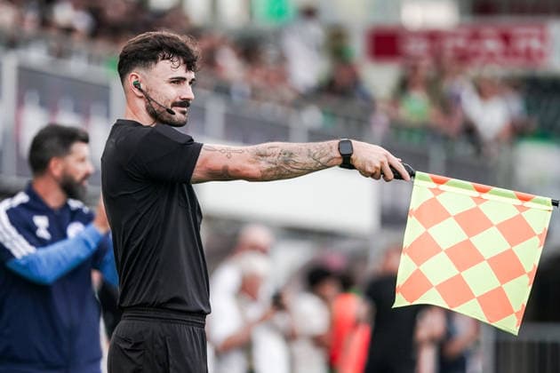 Soccer Austria Friendly Match 2025 2026 03 10 2026 SC Austria Lustenau vs. FC Schalke 04 SUN MINIMEAL Arena Lustenau, Austria Linesman Nicolas Brunner Copyright: xLUKAxKOLANOVICx