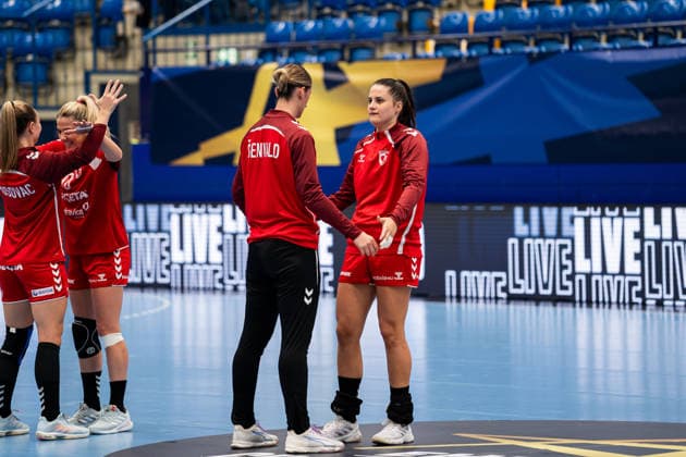 HSG Blomberg Lippe GER vs. HC Podravka CRO, Handball, EHF Champions League Women, Group Stage, October 3, 2026, 2026–2027 Season, Lemgo: The players of HC Podravka CRO warming up at the Lemgo Phoenix Contact Arena in Germany