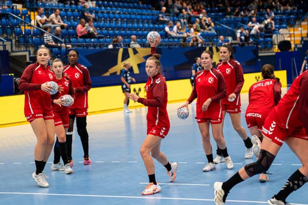 HSG Blomberg Lippe GER vs. HC Podravka CRO, Handball, EHF Champions League Women, Group Stage, October 3, 2026, 2026–2027 Season, Lemgo: Players from HC Podravka CRO warming up at the Lemgo Phoenix Contact Arena, Germany