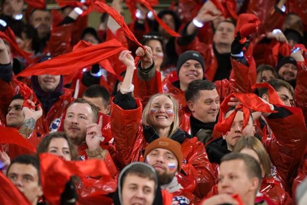 Russia Soccer Friendly Russia - Namibia 9256796 03.10.2026 Russia s fans cheer before the friendly soccer match between Russia and Namibia at Yekaterinburg Arena in Yekaterinburg, Russia. Grigory Sysoev Sputnik Yekaterinburg Sverdlovsk Oblast Region Russia Copyright: xGrigoryxSysoevx