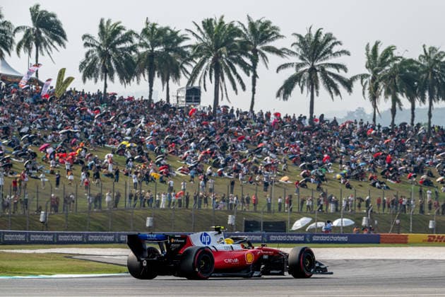 SEPANG, MALAYSIA: Lewis Hamilton, racing for the Ferrari team during the 2026 Formula 1 Bahrain Grand Prix at the Sepang International Circuit in Sepang, Malaysia