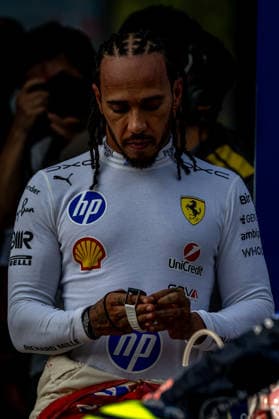 SEPANG, MALAYSIA: Lewis Hamilton, racing for the Ferrari team during the 2026 Formula 1 Bahrain Grand Prix at the Sepang International Circuit in Sepang, Malaysia