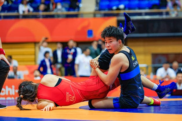 Asian Games, 53 kg Open Weight: Jin Zhang (CHN) defeated Shugyla Omirbek (KAZ) by decision Copyright: xAmirrezaxAliasgarix