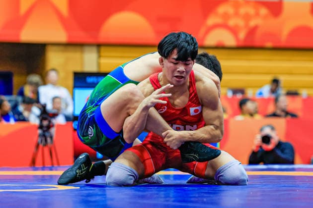 Asian Games 57kg Freestyle: Aiaal Belolyubskii (TJK) def. Yamato Ogawa (JPN) Copyright: xAmirrezaxAliasgarix