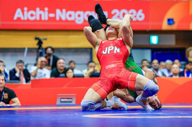 Asian Games 57kg Freestyle: Aiaal Belolyubskii (TJK) def. Yamato Ogawa (JPN) Copyright: xAmirrezaxAliasgarix