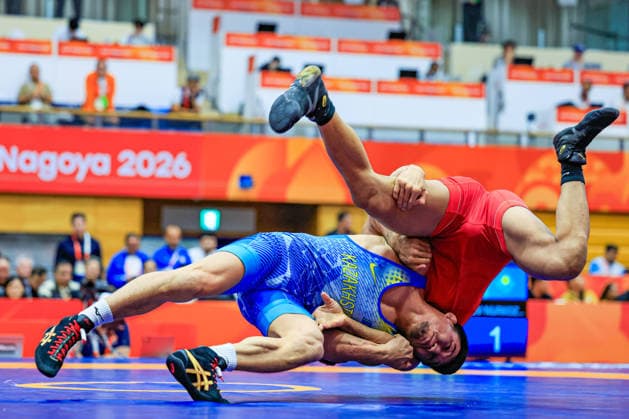 Asian Games, 74 kg Freestyle: Nurkozha Kaipanov (KAZ) def. Sagar Jaglan (IND) Copyright: xAmirrezaxAliasgarix