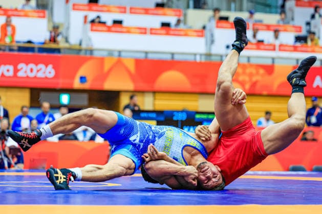 Asian Games, 74 kg Freestyle: Nurkozha Kaipanov (KAZ) def. Sagar Jaglan (IND) Copyright: xAmirrezaxAliasgarix