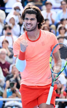 October 3, 2026, Tokyo, Japan - Carlos Alcaraz of Spain clinches his fist as he won a key point against Matteo Arnaldi of Italy during the second round match of the Japan Open tennis championships at the Ariake Colosseum in Tokyo on Saturday, October 3, 2026. (photo by Yoshio Tsunoda AFLO) Noxthirdxpartyxsales 0868466236st YoshioxTsunodax