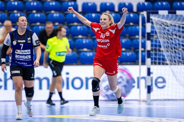 Matea Soso of HC Podravka, No. 10, celebrates after scoring a goal. GER, HSG Blomberg Lippe vs. HC Podravka, Handball, EHF Champions League Women, Group Stage, 2026–2027 Season, October 3, 2026, GER, HSG Blomberg Lippe vs. HC Podravka, Handball, EHF Champions League Women, Group Stage, 2026–2027 Season, October 3, 2026, Lemgo Copyright: xEibner-Pressefoto JanxRollingerx EP_JSK