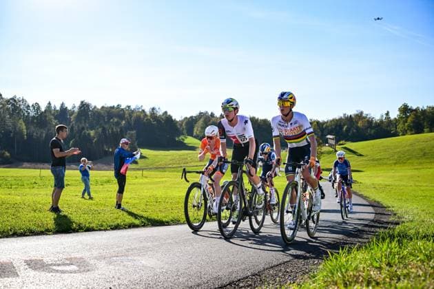 Switzerland s Marlen Reusser and Netherlands Demi Vollering are pictured in action during the elite women Road Race race (130 km) at the cycling UEC Road European Championships, in Ljubljana, Slovenia Saturday 3 October 2026. The UEC Road European Championships are taking place from 02 to 07 October in Ljubljana, Slovenia. DAVIDxPINTENS  x188619885x